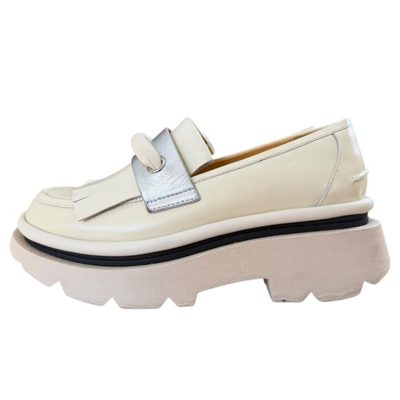 4CCCCEES Crunch Fringe Leather Platform Loafer Ivory EU 40 US 9 Preppy - Picture 5 of 12